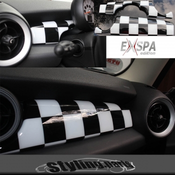 Fit on MINI ONE COOPER DASHBOARD COVER CHEQUERED FLAG R55 R56 R57 R58 R59