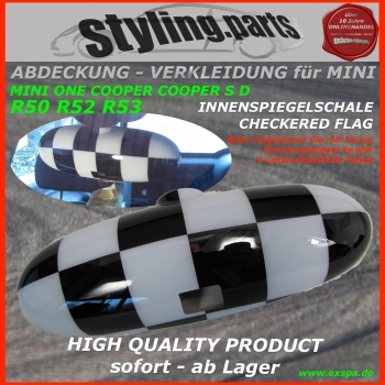 Fit on MINI Interior Mirrow Back Chequered Flag R50 R52 R53
