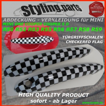 Fit on MINI Door Handle Covers Chequered Flag R50 R52 R53 R55 R56 R57 R58 R59