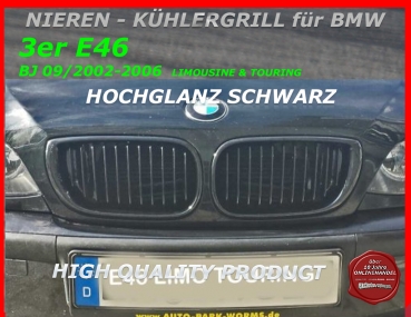 Fit on BMW Grille Glossy black 3er E46 4 door 98-02 - Kopie