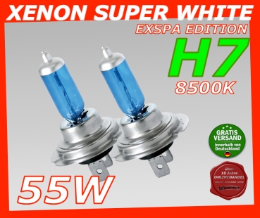 H7 8500K 55W Xenon Look Halogen Bulbs White
