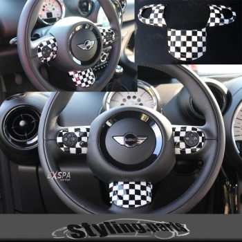 Fit on MINI Steering Wheel Cover CHEQUERED FLAG R55 R56 R57 R58 R59 R60 R61 - Kopie - Kopie