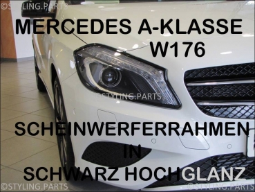 For Mercedes Benz Frames for Head Light - BLACK -  W176 A-Class
