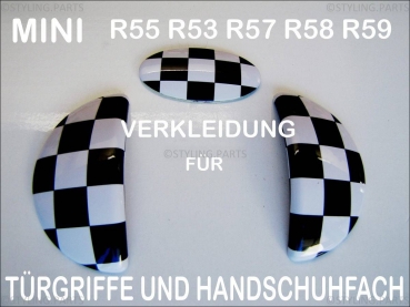 Passend für MINI Türgriffe/Handschuhfach innen Checkered Flag Design R55 R56 R57 R58 R59