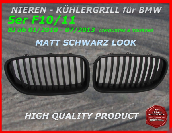 passend für BMW Nieren Kühlergrill Schwarz 5er F10 F11 ab 01/2010-07/2013