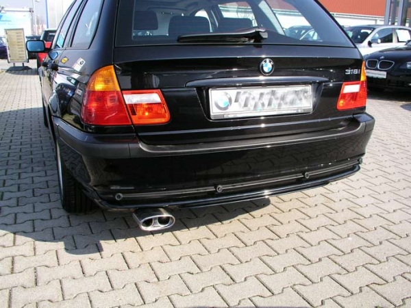 passend für BMW Auspuffblende Doppelrohr Look für Einrohr 3er E46 E90/91 & ALFA 166