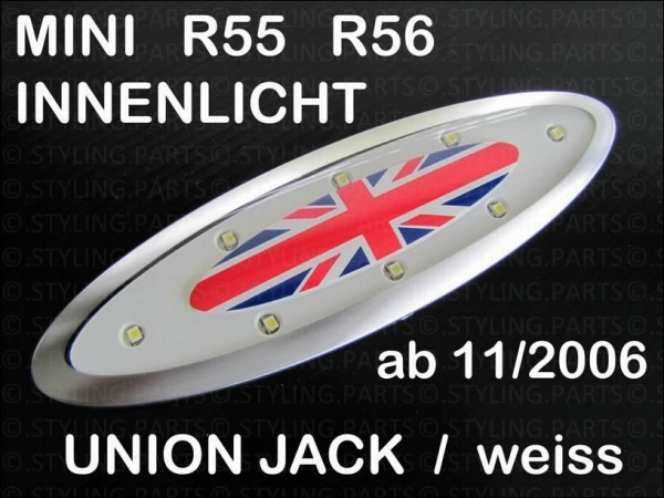 FIT ON MINI Interior Dome Light LED Union Jack / White R55 R56
