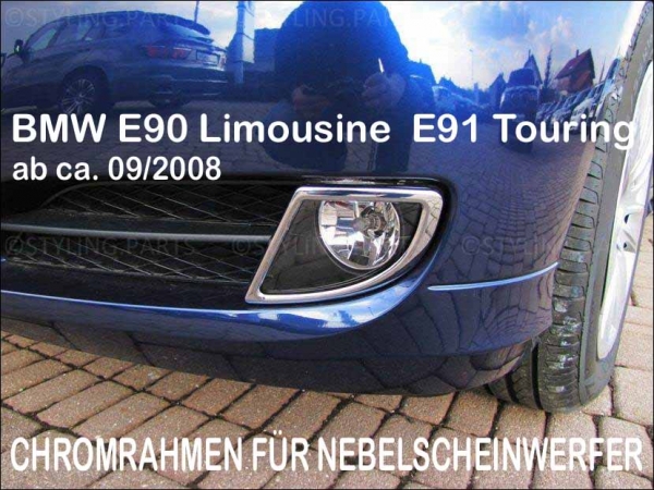Fit on BMW E90 E91 3er LCI ab 08/2008 FACELIFT Limousine & Touring CHROMEFRAMES FOR FOGLIGHT