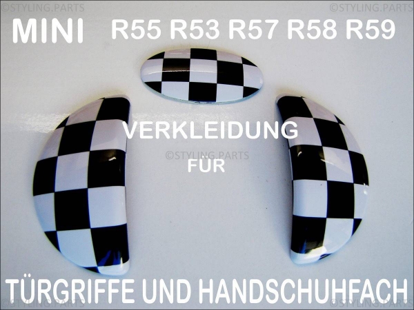 Passend für MINI Türgriffe/Handschuhfach innen Checkered Flag Design R55 R56 R57 R58 R59