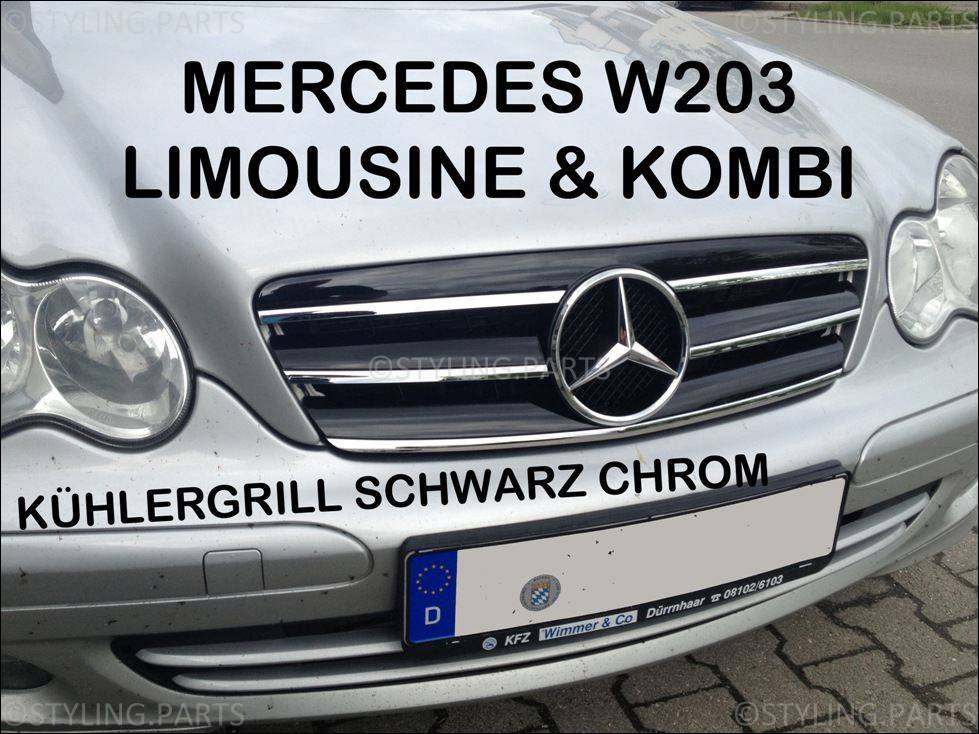 KÜHLERGRILL CHROM SCHWARZ FÜR MERCEDES W203 C-KLASSE  LIMOUSINE KOMBI 2000-2007