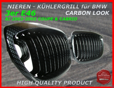 passend für BMW Nieren Kühlergrill Carbon 3er E46 Coupe 02-04
