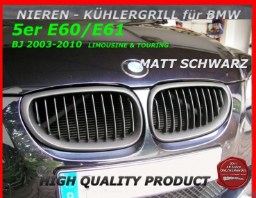passend für BMW Nieren Kühlergrill Schwarz 5er E60 E61