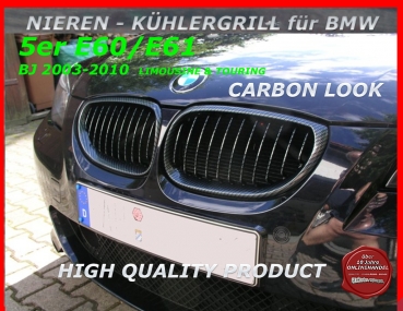 passend für BMW Nieren Kühlergrill Carbon 5er E60 E61