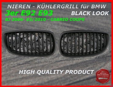 passend für BMW Nieren Kühlergrill Black 3er E92 E93 bis 03/2010