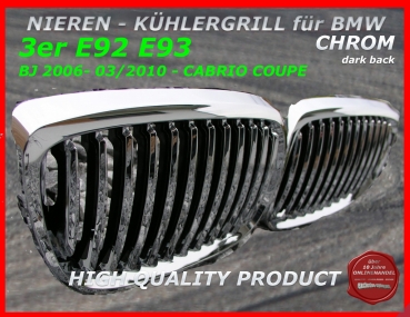 passend für BMW Nieren Kühlergrill Chrom 3er E92 E93 bis 03/2010