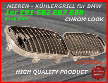 Niere Kühlergrill Chrom  passend für BMW 1er E81 82 87 88 ab FACELIFT 07