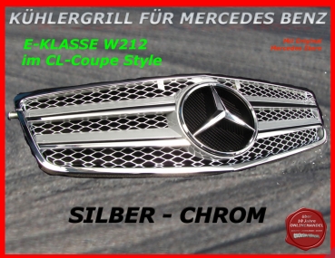 Für Mercedes Kühlergrill Chrom/Silber W212 E-Klasse - MIT STERN