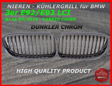 passend für BMW Nieren Kühlergrill Dunkler Chrom 3er E92 E93 ab 03/2010