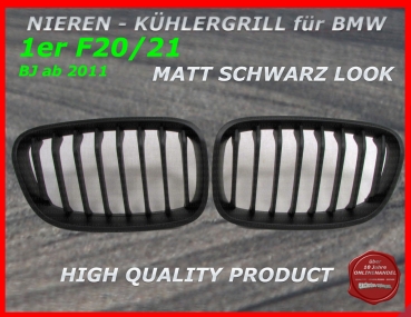 passend für BMW 1er NEU F20 Kühlergrill 2011-ca.03/2015 Nieren schwarz MATT