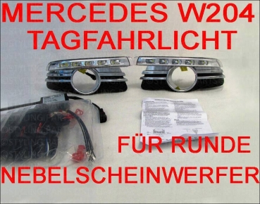 Für Mercedes Tagfahrlicht Set W204 2007-03/2011 FÜR RUNDE NEBELSCHEINWERFER