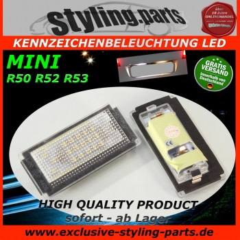 Passend für Mini Kennzeichenbeleuchtung LED Weiss EINTRAGUNGS-Frei R50 R52 R53