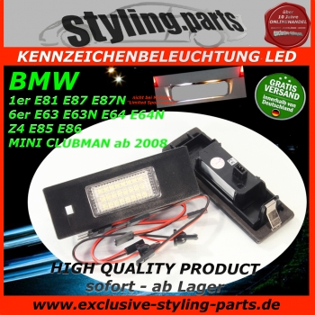 passend für BMW Kennzeichenbeleuchtung LED Weiss EINTRAGUNGS-Frei E81 E87 E63 E64