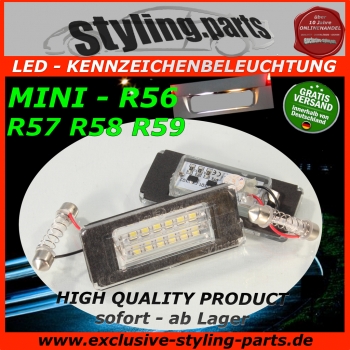 Passend für MINI Kennzeichenbeleuchtung LED Weiss EINTRAGUNGS-Frei R56 R57 R58 R59