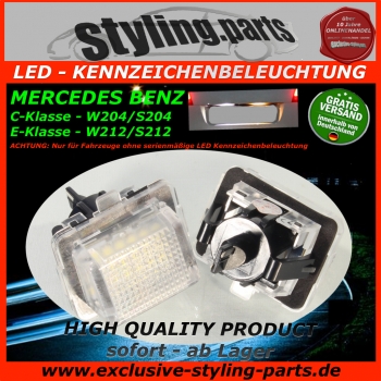 Für MERCEDES Kennzeichenbeleuchtung LED Weiss eintragungs-Frei W204 S204 W212 S212 W221
