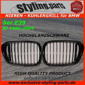 passend für BMW Nieren Kühlergrill Hochglanz Schwarz 5er E39 95-04