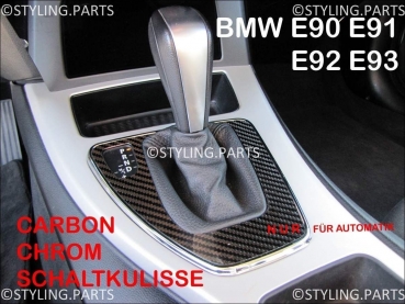 passend für BMW Schaltkulisse E90 E91 E92 E93 3er Carbon Look Schwarz Chrom