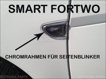 Passend für Smart Rahmen Seitenblinker Chrom Coupe/Cabrio 451 ab 07