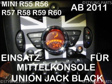 Passend für MINI Einsatz für die Mittelkonsole Union Jack Black R55 R56 R57 R58 R59 R60