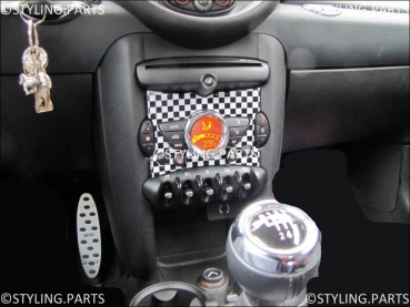 FIT ON MINI Center Control Cover CHEQUERED FLAG R55 R56 R57 R58 R59 R60