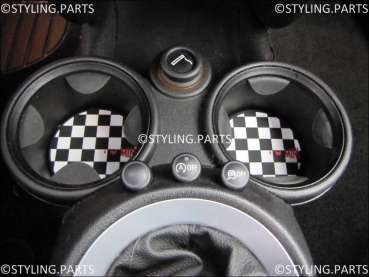 Fit on MINI Insert for Cupholder CHEQUERED FLAG R55 R56 R57 R58 R59 R60