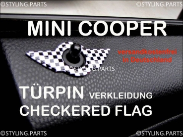 FIT ON MINI DoorPin Chequered Flag R55 R56 R57 R58 R59