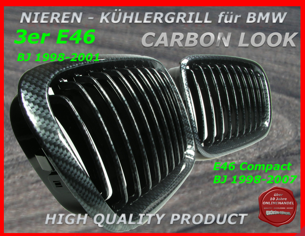 Exspa De Passend Fur Bmw Nieren Kuhlergrill Carbon 3er E46 4 Turer 98 01
