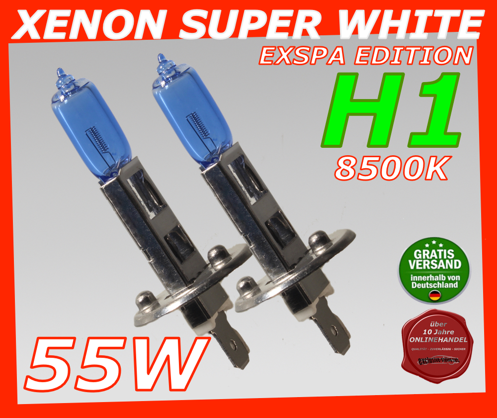 H7 8500K 55W XENON LOOK OPTIK HALOGEN LAMPEN BIRNEN SUPER STAR WHITE
