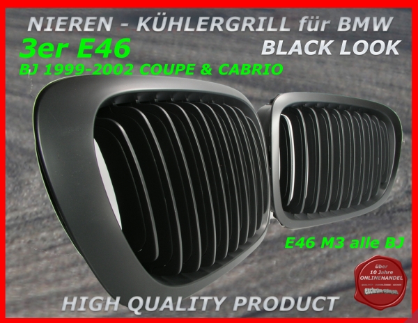Fit on BMW Front Grille Black 3er E46 Coupe 99-02