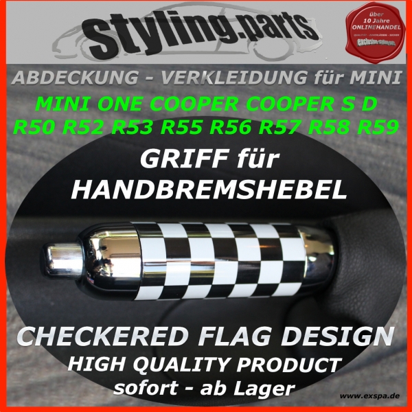 Handbremshebel Checkered Flag s'adapte pour Mini One Cooper r50 52 53 55 56 57 58 59