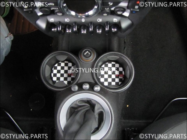 Fit on MINI Insert for Cupholder CHEQUERED FLAG R60 R61