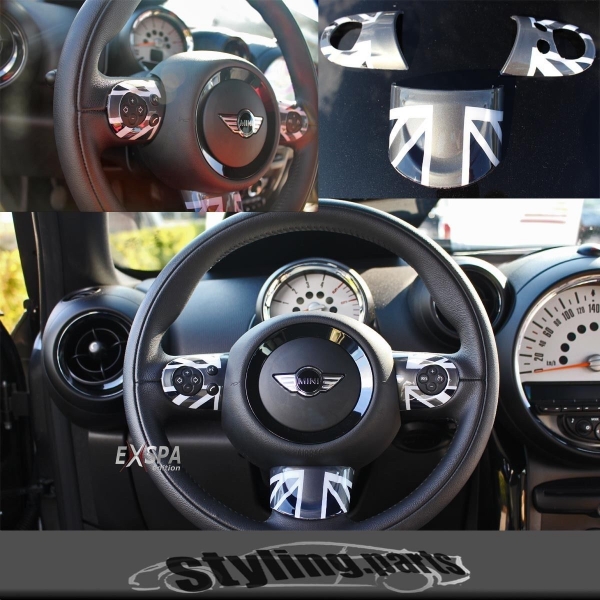 Fit on MINI Steering Wheel Cover UNION JACK BLACK R55 R56 R57 R58 R59 R60 R61 - Kopie
