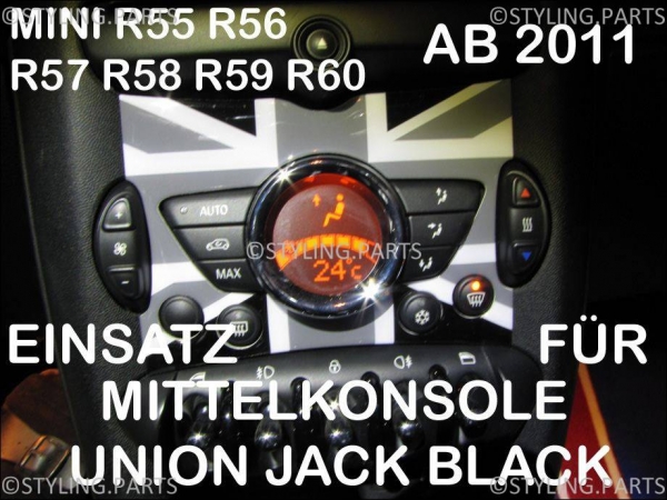 FIT ON MINI Center Control Cover Union Jack Black R55 R56 R57 R58 R59 R60