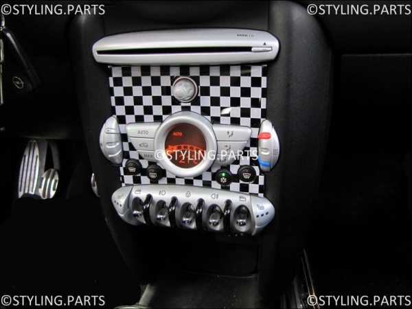 Fit on MINI Center Control Cover CHEQUERED FLAG R55 R56 R57 R58 R59 R60